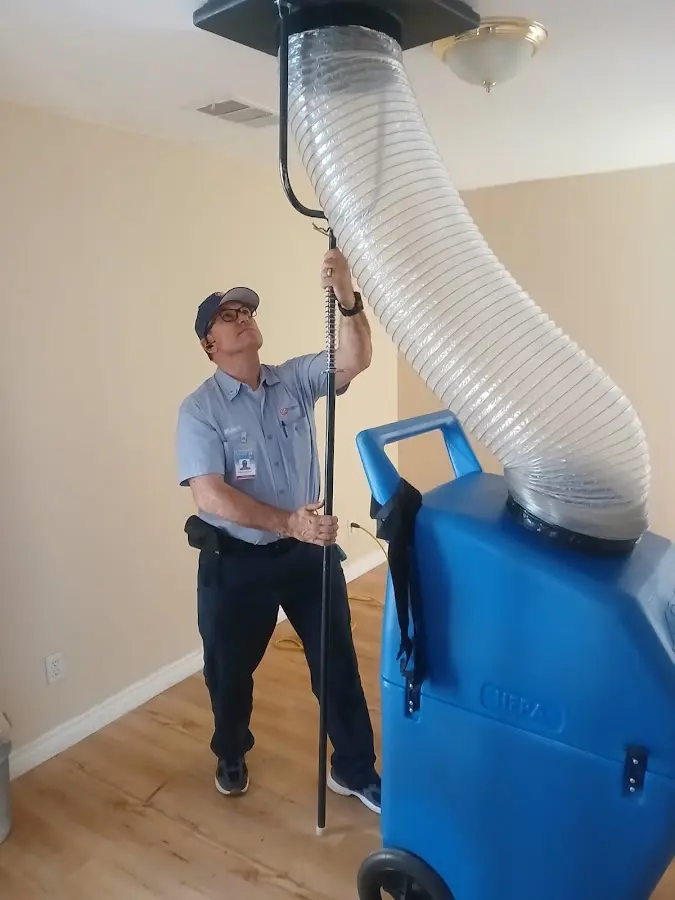 Mini Split Installation technician using HEPA equipment in Escondido